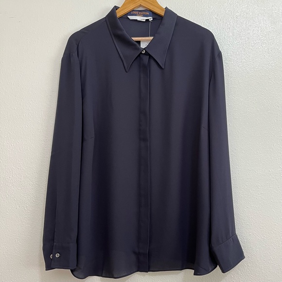 SOLD❗️ NWT Louis Vuitton Uniforms Navy Blue Blouse Black Button Up Shirt 18 54 - Picture 10 of 10
